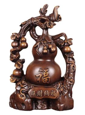 实木雕电视柜中式风祝寿葫芦摆件