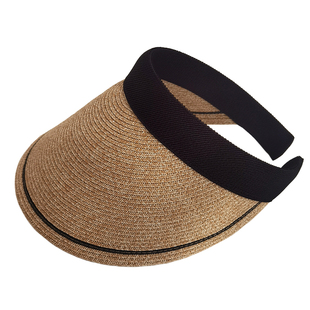 2023新款空顶草帽夏季女士防紫外线晒无顶遮阳帽子出游大檐发箍式