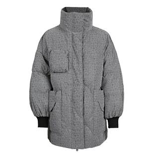 【秒杀】sdeer圣迪奥高领趣味印花罗纹反光中长款羽绒服S21462459