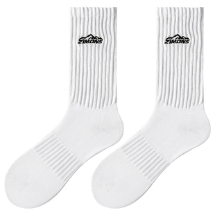 子墨袜子男款纯棉秋冬字母加厚毛巾底运动防臭吸汗长筒黑白袜男潮