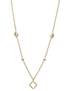 伊灿镂空四叶花钛钢项链时尚颈链