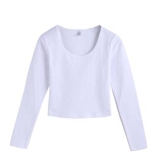 烟灰色短款上衣女内搭长袖t恤早秋2025年新款洋气紧身高腰打底衫