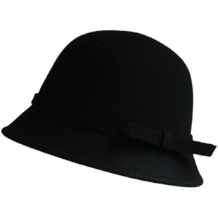 赫本风羊毛呢渔夫帽女款法式复古小香风礼帽盆帽优雅气质名媛帽子