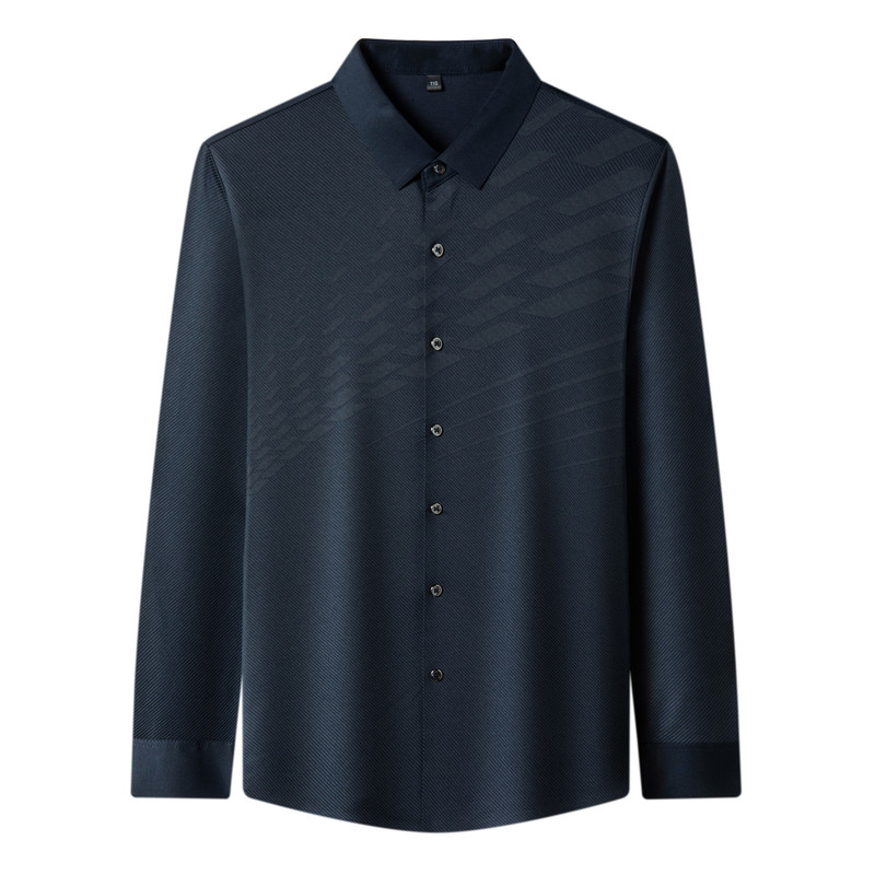 皮尔卡丹羊毛弹力免烫男长袖衬衫