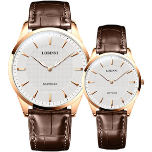 罗宾尼时尚潮流情侣手表新款石英表一对真皮防水夜光简约正品名牌