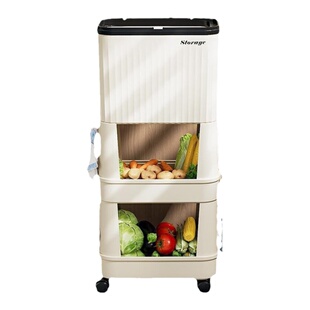 厨房垃圾桶家用大容量滑盖可移动多层高款免弯腰专用万向轮置物架