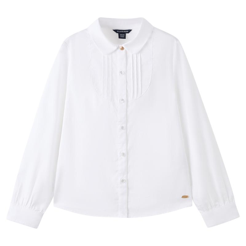【100%棉】eland kids衣恋童装女童衬衫26年春季新品翻领长袖上衣