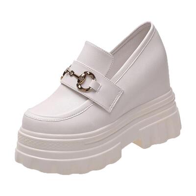 11cm内增高厚底高跟小皮鞋