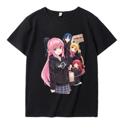 短袖日系青少年孤独摇滚T恤