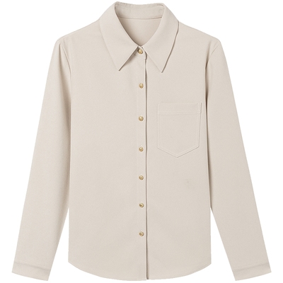 衣香丽影绒感气质翻领衬衫女士