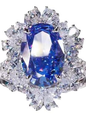 银镀金繁花蓝宝石戒指