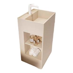 人造石柱盆洗手盆一体台上盆落地式卫生间方形洗漱盆洗面盆带储物