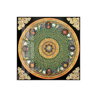 玄关新中式方形唐卡装饰画