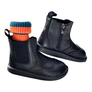 贝然儿童靴皮靴女童真皮靴短靴中筒靴单靴棉靴矮靴软皮马丁靴加绒