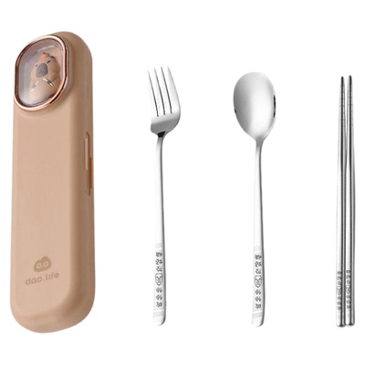 儿童式餐具小学生筷子勺子不锈钢卡皮巴拉可爱餐具盒儿童便携可爱