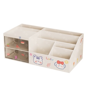 书桌收纳盒抽屉式笔筒文具整理笔架多层置物架办公卧室化妆品儿童女孩小学生可爱创意轻奢高级感高颜值ins风