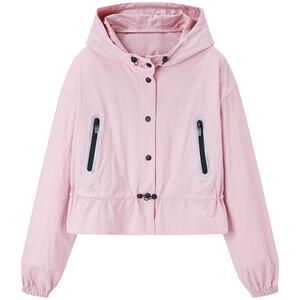 太平鸟粉色防晒服运动套装女夏装新款设计感撞色户外夹克外套