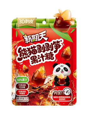 【U先】新期天熊猫剥笋果汁糖果可剥皮软糖超级好吃的小零食