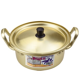韩国进口拉面锅网红金色煮面泡面锅韩剧同款加厚黄铝锅韩式拌饭锅