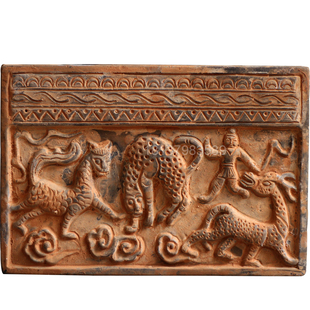汉代画像砖摆件仿古灰陶砖雕壁画古建筑装饰砖狩猎画像砖画像石