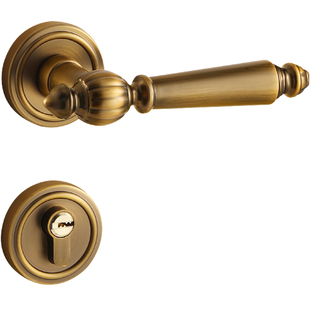 中古风卧室门锁家用木门胡桃木房门锁磁吸静音室内房间复古门把手