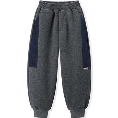 MINIPEACE太平鸟童装男童裤子冬季加绒新款拼接儿童运动卫裤男宝