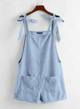 Q 70523 Bow parent child romper overalls 蝴蝶结亲子背带裤哈