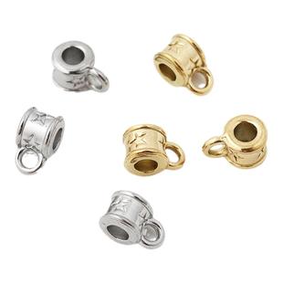 不褪色不锈钢钛钢镀18K金三通珠子接吊坠串珠手链项链材料diy配件