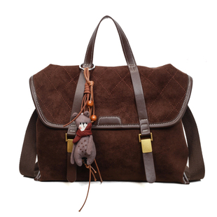 复古磨砂麂皮绒女双肩包2025新款通勤百搭后背包大容量多用斜挎包