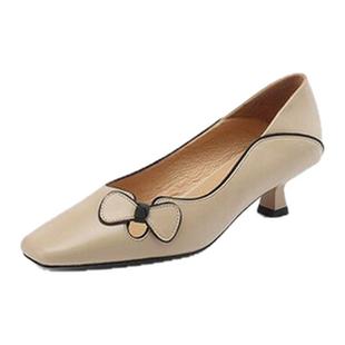 全真皮羊皮超轻便超软皮软底法式小高跟鞋女鞋子单鞋新款小众洋气