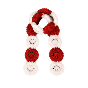 韩版卡通红色苹果围巾女生冬季保暖圣诞马年新年红可爱毛绒围脖潮