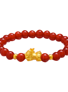 千年珠宝足金999黄金貔貅手串女