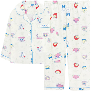 麻美吉睡衣女春秋季新款纯棉开衫长袖可爱拓麻歌子卡通家居服套装