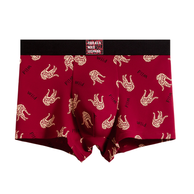 本命年红豹纹棉质男平角内裤