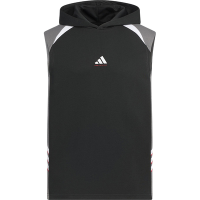 Adidas/阿迪达斯正品2025夏季款男士拼接宽松连帽无袖T恤KC2746