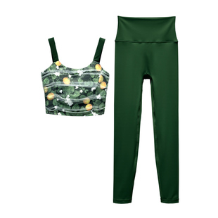 花色瑜伽服套装女2025新款高级感速干网纱运动健身训练服吊带背心