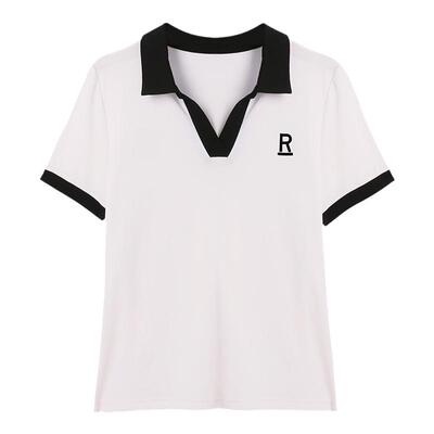 polo衫短袖t恤女夏季v领上衣