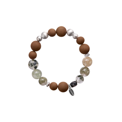 绿幽灵绿发晶雪松合香手串侘寂风
