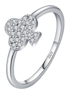 摩典莫桑钻S925纯银森系梅花戒指