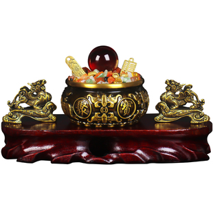 招财进宝摆件家用旺宅家中玄关客厅明财位装饰貔貅聚宝盆生财聚财