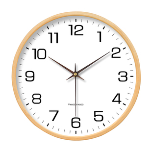 精梭简约客厅实木钟表时尚家用挂钟轻奢静音创意装饰时钟书房时钟