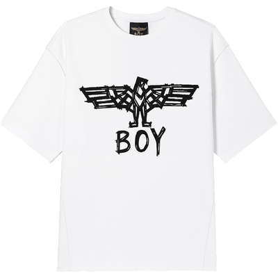 BOYLONDON街头风潮牌短袖男女同款夏季经典logo印花白色T恤N01806