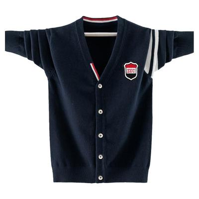 春秋季男学生纯棉针织开外套