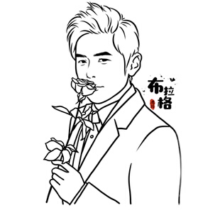 INS简笔画黑白线条Q版情侣头像卡通真人照片转手绘纹身刺青定制做