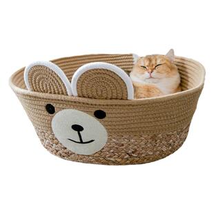 藤编猫窝四季通用冬季保暖蒲草垫子狗窝猫抓板夏季宠物床猫咪用品