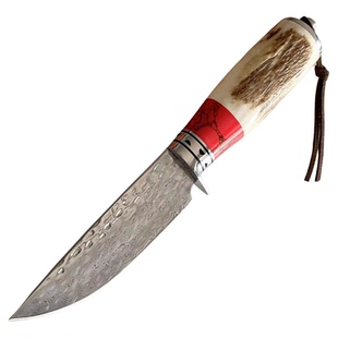 大马士革钢夹VG10剔骨刀天然鹿角手柄分割手把肉小刀专用厨房刀具