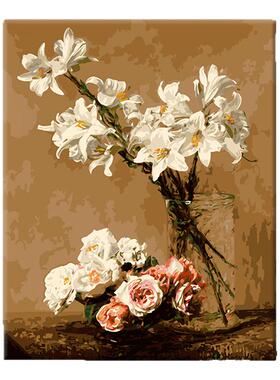 diy数字油画减压油彩画花卉填色