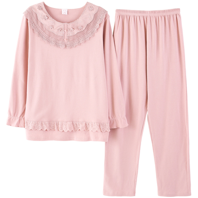 中老年春秋季妈妈圆领全棉家居服