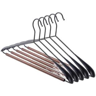 榉木衣架宽肩北欧简约黑白色铁木无痕衣挂子家用衣橱柜裤夹大衣架