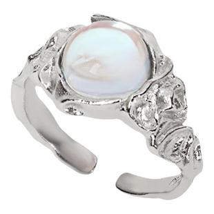 Eternity小众设计月光石星芒戒指女个性食指开口戒可调节轻奢指环